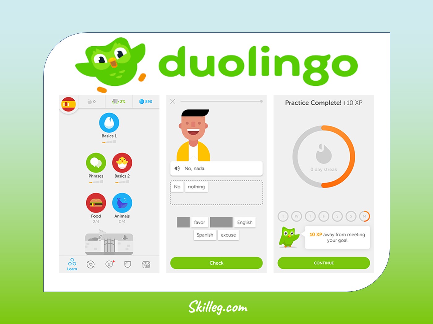 تعلم الإنجليزية بواسطة تطبيق Duolingo المجاني